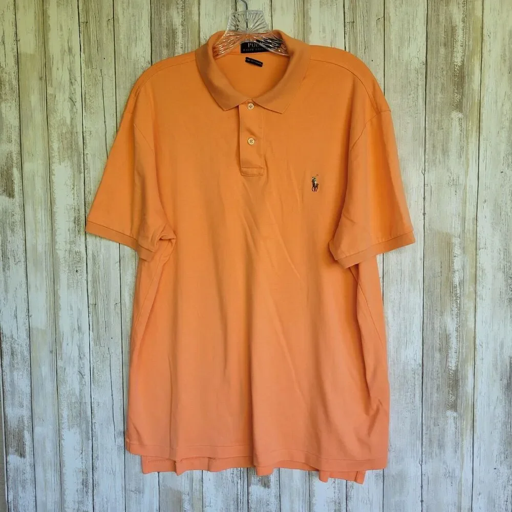 Polo Ralph Lauren Short Sleeves Pima Cotton Shirt Sz XL Orange